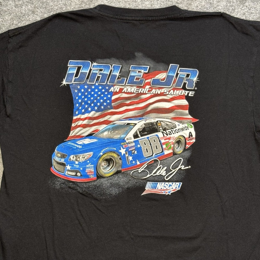 Hendrick Motorsports DALE JR Racing NASCAR Black T-Shirt Mens L American Salute - Picture 2 of 8